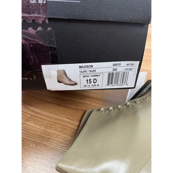 Stacy Adams Madison Cap Toe Leather Boots in Taupe, Mens Size 15 NEW - Picture 14 of 14